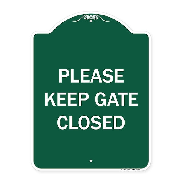 Signmission Please Keep Gate Closedplease Keep Gate Closed Heavy-Gauge Aluminum Sign, 24" x 18", GW-1824-9789 A-DES-GW-1824-9789 - main